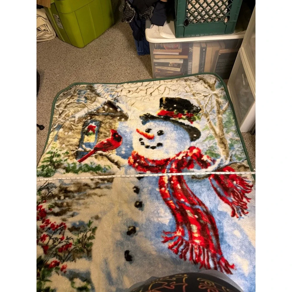 Donna Gelsinger Snowman Cardinal Christmas Fleece Throw Blanket 48x64 Holiday